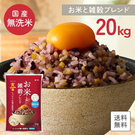 【国産米使用】無洗米 送料無料 こめからだ お米と雑穀ブレンド 20kg もっちり6種の雑穀米 雑穀米 国産 白米 一人暮らし 家庭用 家事時短 お弁当 子供に安心 プレゼント お歳暮