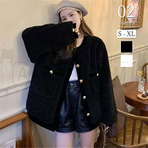 アウター かわいい 黒 CECIL McBEE - フェイクファージャケットコート 