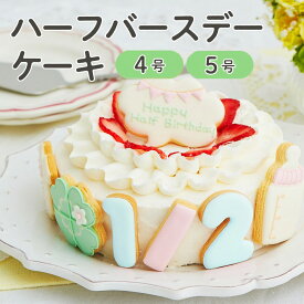 ハーフバースデー ケーキ 4号/5号 12cm 2〜4人分 5号 15cm 4〜6人分 6ヶ月 誕生日 アイシングクッキー付デコレーションケーキ 誕生日ケーキ 誕生日プレゼント バースデー アイシングクッキー 男の子 女の子 スマッシュ ケーキスマッシュ