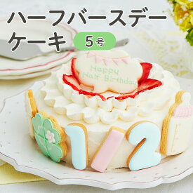ハーフバースデー ケーキ 5号 15cm 4〜6人分 6ヶ月 誕生日 アイシングクッキー付デコレーションケーキ 誕生日ケーキ 誕生日プレゼント バースデー アイシングクッキー 男の子 女の子 スマッシュ ケーキスマッシュ