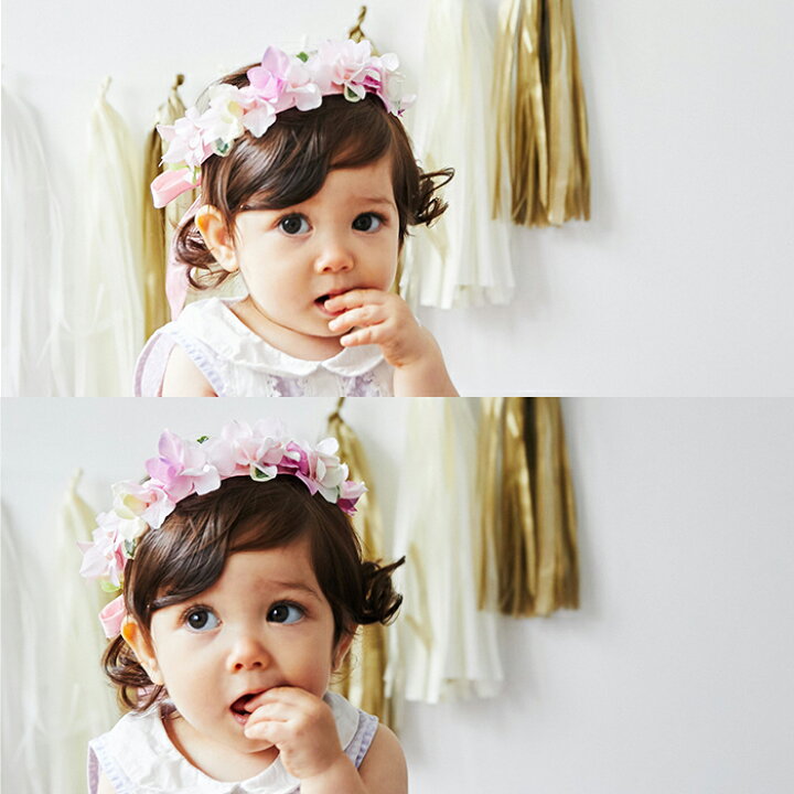 楽天市場 花かんむり 子供用 花冠 カチューシャ ウエディング 花輪 誕生日 ティアラ ヘアアクセサリー 森ガール 髪飾り 結婚式 お祝い膳 楽天市場店