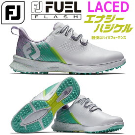 FOOTJOY FJ FUEL FLASH LACED WOMEN'S GOLF SHOES フットジョイ フューエル フラッシュ レースアップ(ひも靴) レディース ゴルフシューズ ホワイト/グリーン(90684) ウィズ/W(3E相当) サイズ(22.5cm～25cm) 防水/スパイクレスシューズ [日本正規品] [2024春夏モデル]