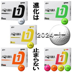 {ԃSt z} HONMA D1 GOLF BALL BT2401 St{[ 1_[X 12 zCg CG[ IW O[ }`J[ Eh [HONMA GOLF] [2024Nf]