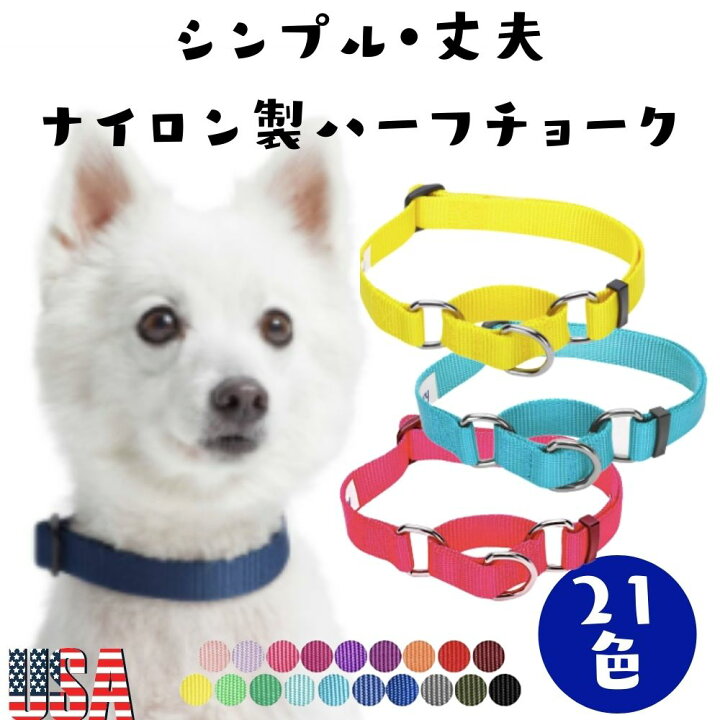 楽天市場 犬用首輪 ハーフチョーク 無地 すり抜け防止 しつけ用 ポリエステル ナイロン素材 Blueberry Pet ブルーベリーペット 吠え防止 引っ張り防止 リーダーウォーク マーチンゲールカラー 米国輸入商品 可愛い おしゃれ オジコペット