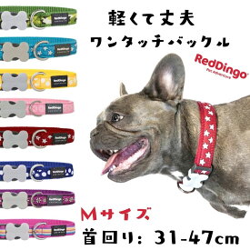 [クリアランス価格] 犬用 首輪 Mサイズ 大型犬 中型犬 デザイン 犬用 ベーシック首輪 ワンタッチバックル Reddingo レッドディンゴ おしゃれ 軽い