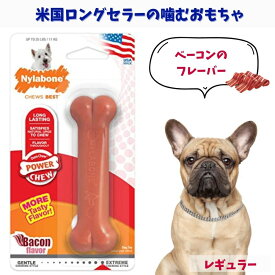 Nylabone ナイラボーン 犬用 噛むおもちゃ 骨型 ボーン [パワーチュー] メドレー 不安 ストレス 解消 ベーコン レギュラー NB102P