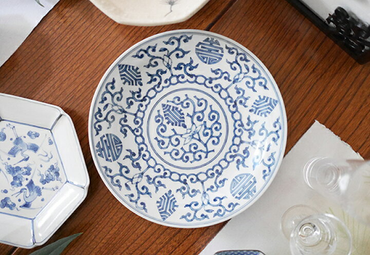 楽天市場】染付地紋壽字 7寸古伊万里皿 : TABLE ＆ STYLE