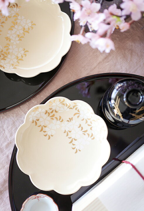 楽天市場】金彩白盛桜絵 花型五寸皿 : TABLE ＆ STYLE