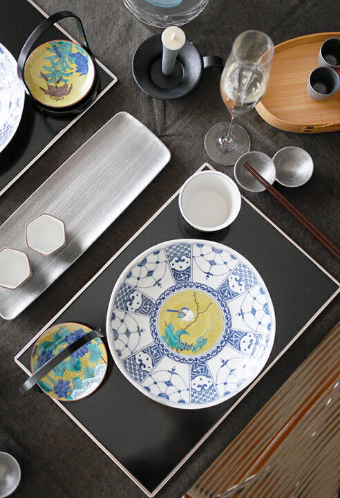 楽天市場】九谷色絵皿コレクション 7.5号染付け瓔珞紋吉田屋風 : TABLE 
