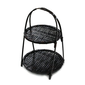 ワンタッチ あけぼの二段篭 小 <和食器 / 前菜 / かご / 七夕 / 2way / おもてなし / 竹 / 折りたたみ / スタイリッシュ>