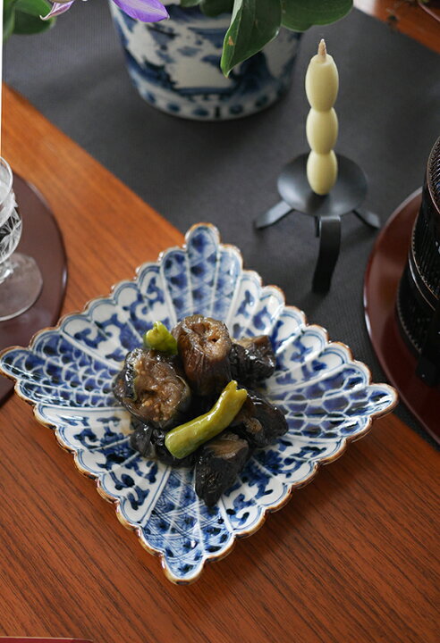 楽天市場】染付割地紋 菊割長角六寸皿 : TABLE ＆ STYLE 