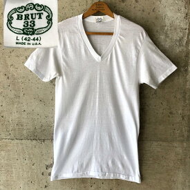 【1502】 Tシャツ フレグランス BRUT33 ホワイト Vネック 60s