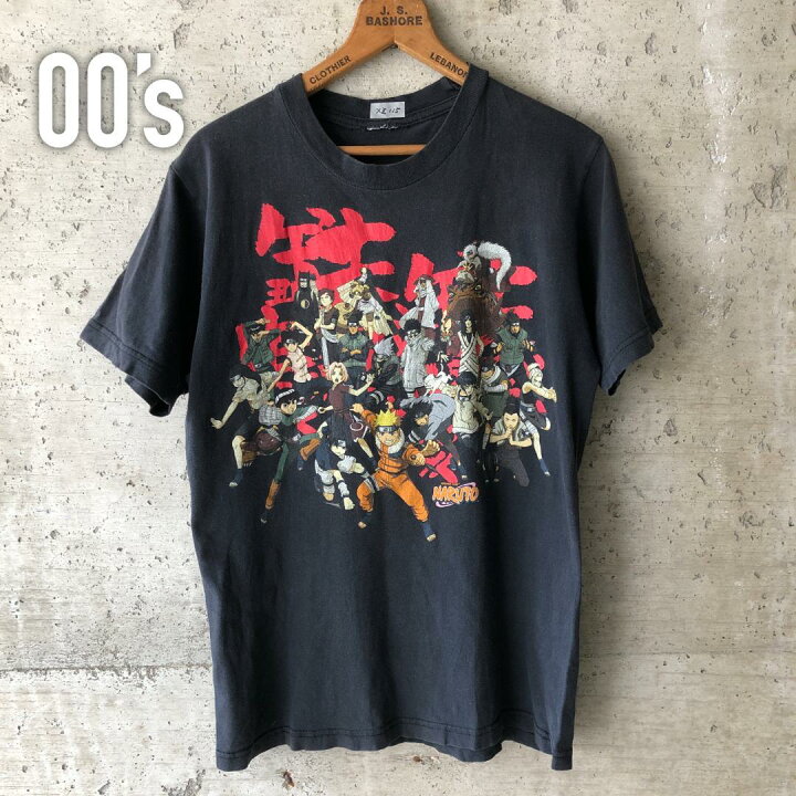 楽天市場】XZ115 00s ナルト NARUTO アニメ Tシャツ 古着 全員集合 黒T 