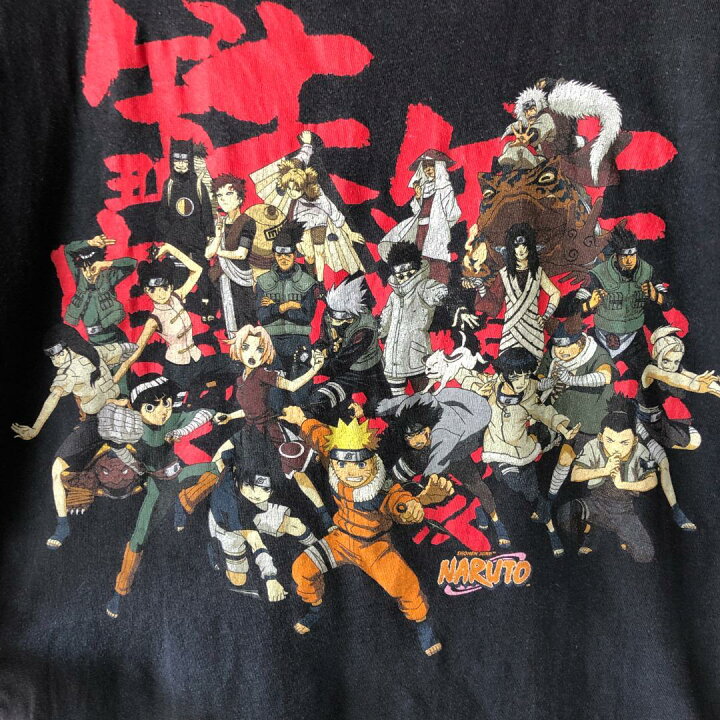楽天市場】XZ115 00s ナルト NARUTO アニメ Tシャツ 古着 全員集合 黒T 