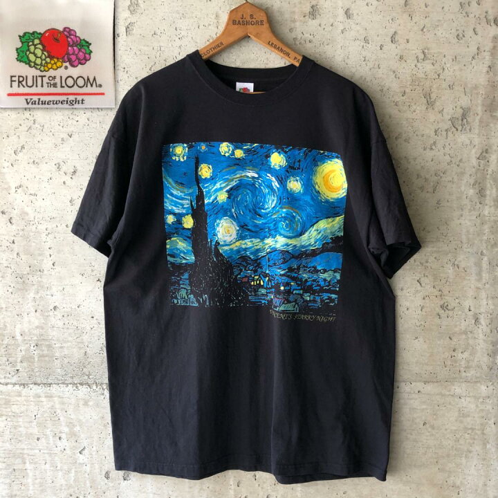 楽天市場】XZ246 00s ゴッホ アート Tシャツ 星月夜 ブラック 