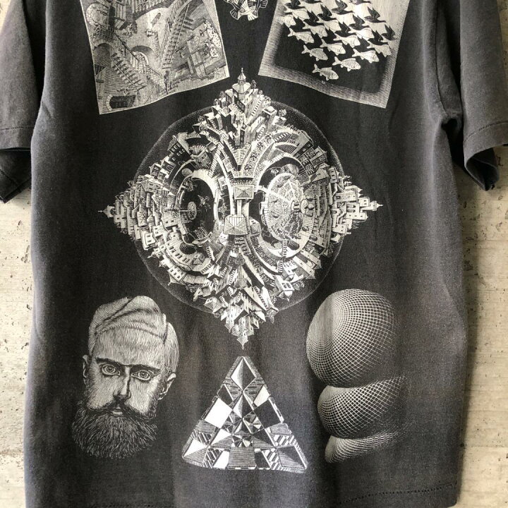 楽天市場】XZ483 90s Tシャツ マルチプリント エッシャー アート 