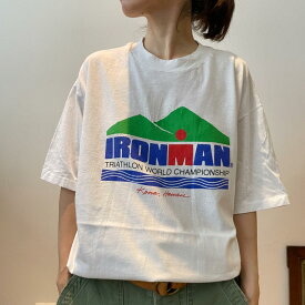 【9026】IRONMAN 世界トライアスロンシリーズ 白T USA 90s Tシャツ 古着