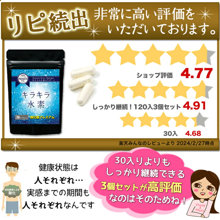 楽天市場】2個購入で1個おまけ付き(7/4-11)【楽天1位】水素サプリ専門 