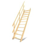 DOLLE ドーレ ワイドステップ 片側手すり仕様 木製 ロフト はしご 階段 北欧 デンマーク スプルース 手すり 踏み板 側板 階段キット 組み立て