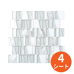 タイル建材 名古屋モザイク TRAPEDECOR(トラペデコール) 異形状ミックス裏ネット貼り 4シート モザイクタイル 屋内壁用