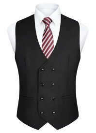[Enlision] V-05 スーツ ベスト メンズ ビジネス フォーマル ダブルブレスト ベスト スリム 紳士 尾錠付き おしゃれ 結婚式 紳士 礼服 大きいサイズ