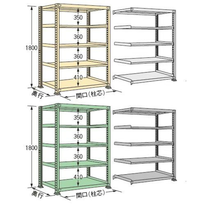 楽天市場】スチール棚 中量ラック 単体型 250kg/段タイプ 高さ1800 