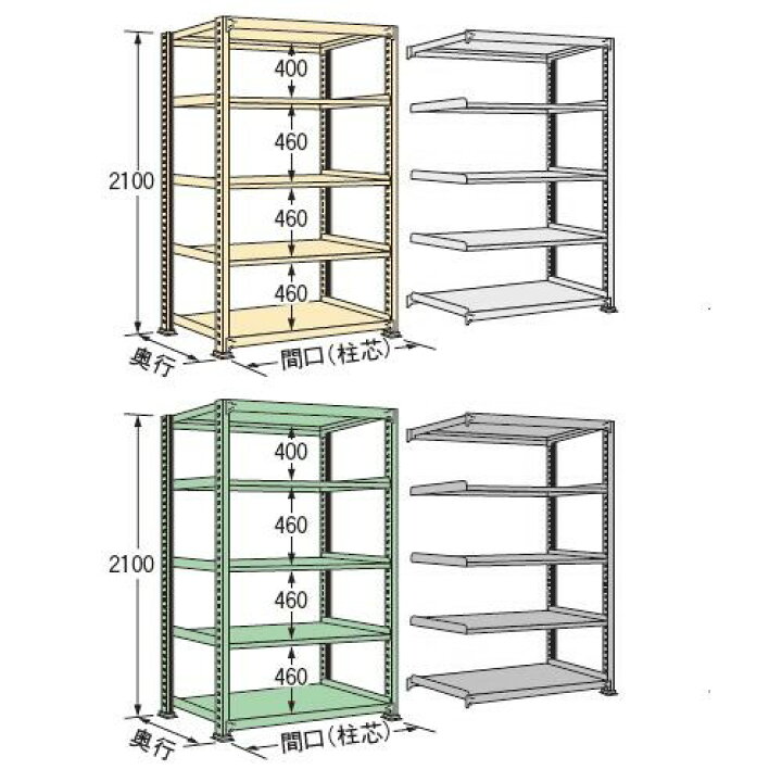 楽天市場】スチール棚 中量ラック 単体型 250kg/段タイプ 高さ2100 