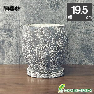 【30日限定ポイント合計6倍】 観葉植物 鉢 6号 おしゃれ 陶器鉢 アッシュブラウウン デザイン陶器 ソーサー付 グレー スポット仕上げ 鉢植え 植木鉢 人気 お祝い 誕生日 インテリア 雑貨 送料