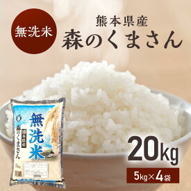 米20kg【無洗米】時短 令和5年産　熊本県産森のくまさん　無洗米5kg×4袋　【送料無料】【おいしいお米】【九州産　米】【九州熊本県から産地直送】【節水】熊本県森のくまさん無洗米20kg/お米/熊本県産【米】【米20kg 送料無料】【米 20kg 送料無料】【お米20kg】