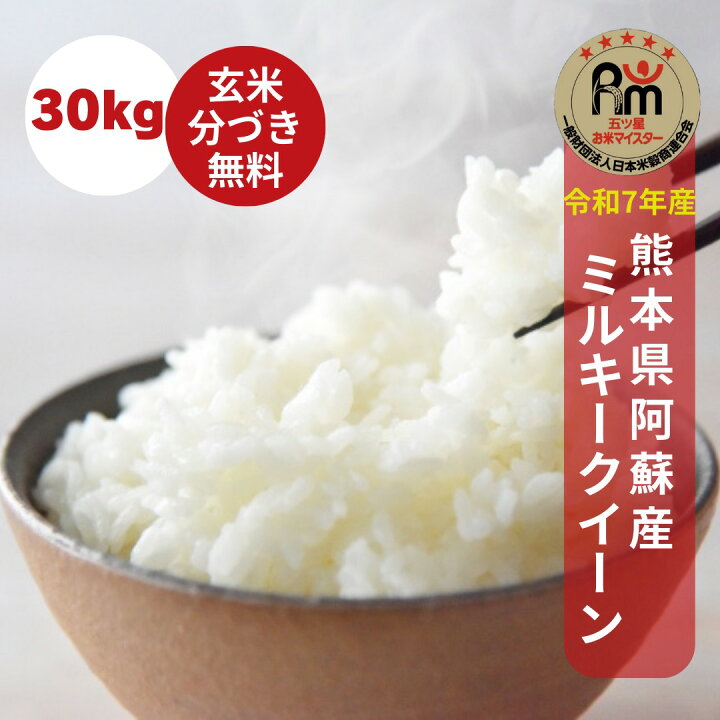 楽天市場】【米30kg 送料無料】令和7年産 熊本県阿蘇産ミルキー 