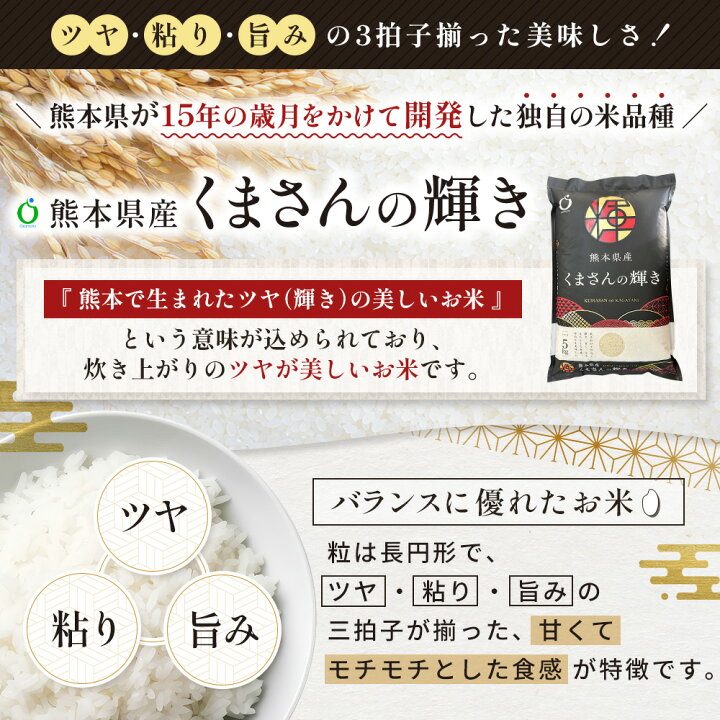楽天市場】米 30kg 令和6年産米 熊本県産くまさんの輝き 玄米30kg(10kg 