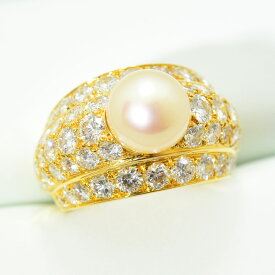 カルティエ リング ペチュニア Cartier 指輪 パール ダイヤモンド 真珠 K18 750 約12号 新品仕上げ 中古