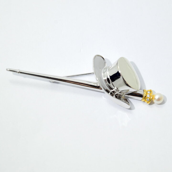 楽天市場】ミキモト ブローチ MIKIMOTO ハット ダイヤモンド あこや 