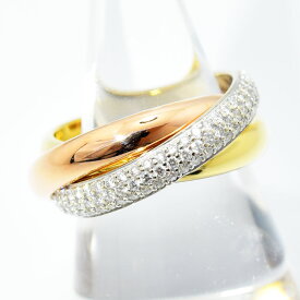 カルティエ リング トリニティ クラシック Cartier 指輪 スリーカラー 3連 ダイヤモンド K18 750 #54 約14号 新品仕上げ 中古