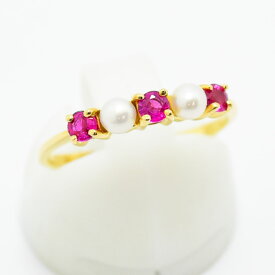 ティファニー リング TIFFANY&Co. 指輪 パール ルビー 真珠 K18 750 約11号 新品仕上げ 中古