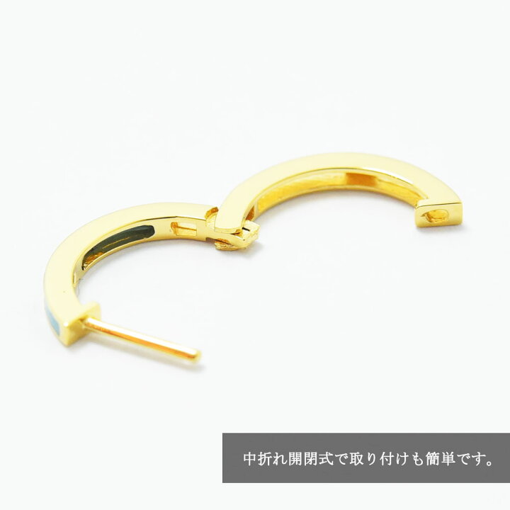 楽天市場】ピアス メンズ フープ K18 ターコイズ トルコ石 中折れ 両耳 