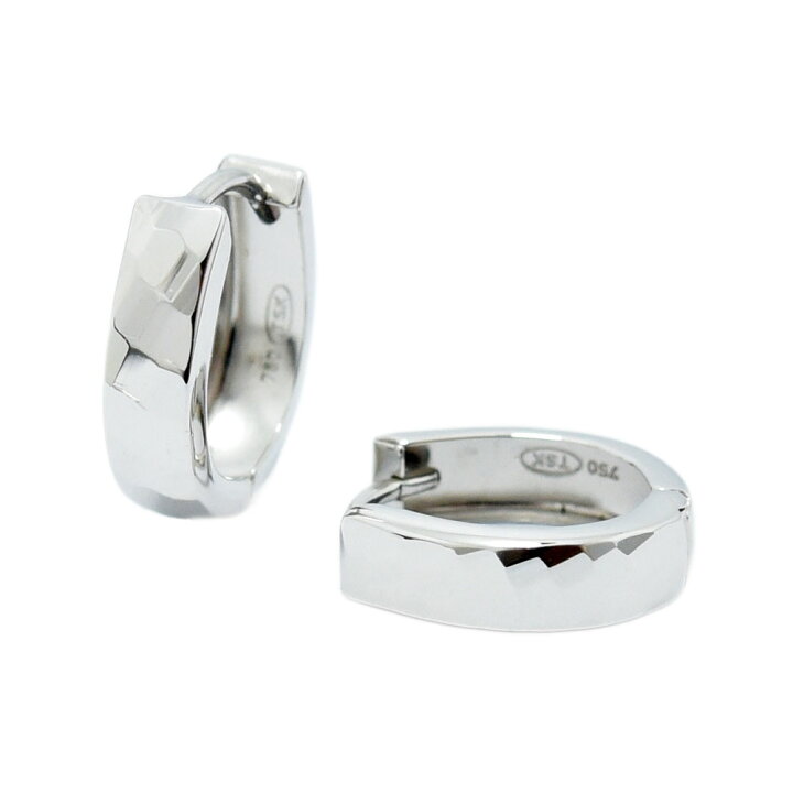 楽天市場】ピアス メンズ フープ K18WG ホワイト 中折れ 両耳 馬蹄型  