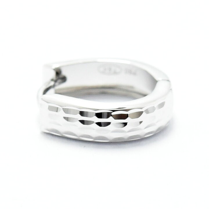 楽天市場】ピアス メンズ フープ K18WG ホワイト 中折れ 両耳 馬蹄型  