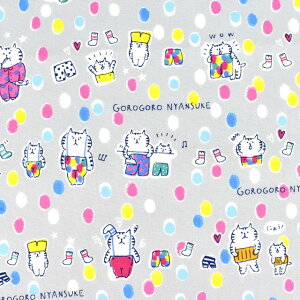 楽天市場 生地 ごろごろにゃんすけ ふんわりドット オックス Gnfo 01 B グレー H K4j 新宿オカダヤ コスプレ店