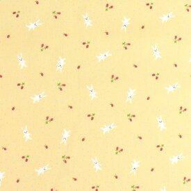 ＼期間限定20%OFF／ 生地 ホーミーコレクション うさぎといちご（DH11989S） E.イエロー系 09Aa01_