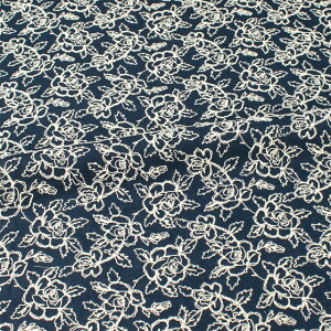 生地 綿レース バラ柄(2112034) K.ネイビー 10Ac04_