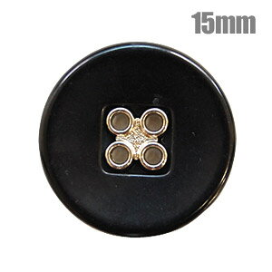 丸カン風4つ穴ボタン(M28/30693) 15mm 11.ブラック 08Bg99_