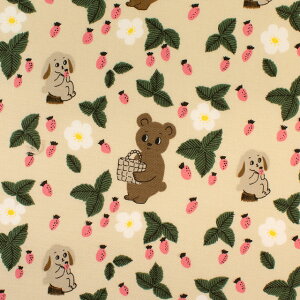 〔メール便対応商品〕 生地 kippis-キッピス- Metsaretki 森におでかけ/オックス(KPO) 94A.アイボリー 09Ac04j