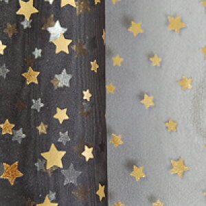 オーガンジー生地 星屑のステージ(160305) 9.黒×ゴールド 10Bg10_