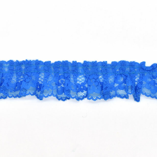 ラッセルフリルギャザーレース（05144Q） 約3.5cm幅 BL.ブルー (H)_4b_