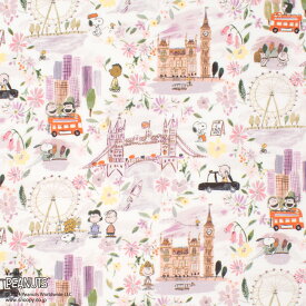 〔メール便対応商品〕生地 LIBERTY FABRICS リバティ・ファブリックス タナローン PEANUTS(TM) COLLECTION A London Adventure ア・ロンドン・アドベンチャー（DC33934） J24B.ピンク (H)_k4j