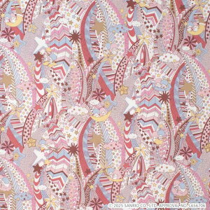 〔メール便対応商品〕 生地 LIBERTY FABRICS リバティ・ファブリックス タナローン 2025SS My Melody & Little Twin Stars 50th Anniversary Collection マイ・スターリー・スカイ(DC30713) J25A.レッド 09Ac03j