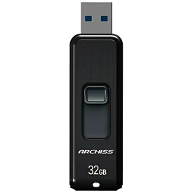 在庫あり【32GB】ARCHISS/アーキス スライド式フラッシュメモリ USB3.2(Gen1) ブラック AS-32GU3-PSB USBメモリスティック Win/Mac対応 メール便でお届け