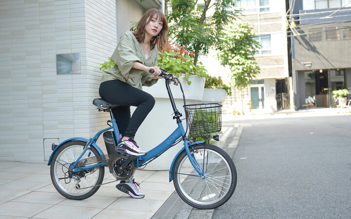 楽天市場】e-Drip 前カゴ付き折りたたみ電動アシスト自転車（ブルー 