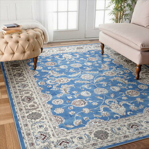 HAOCOO カーペット 2畳 185х185cm 正方形 ペルシャ絨毯風 おしゃれ 洗える ラグ 耐磨耗性 滑り止め ホットカーペット対応 防音 室内用 ラグマット シェニール オールシーズン適用 抗菌防臭 花柄